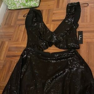 two piece black sequin set